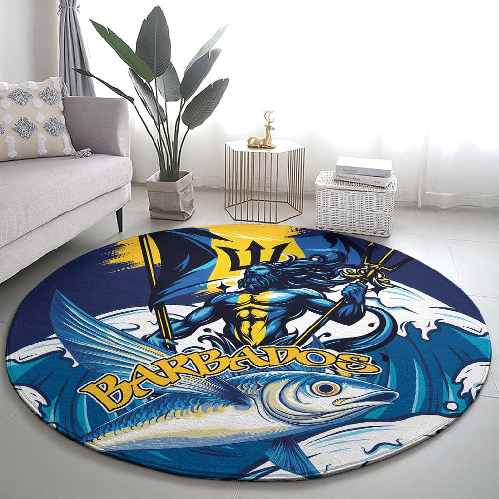 Barbados God Of The Sea Round Carpet Bajan Flying Fish Special Version