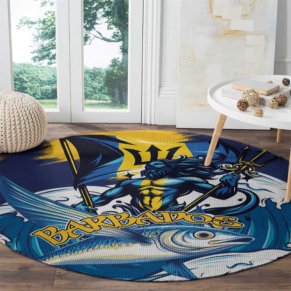 Barbados God Of The Sea Round Carpet Bajan Flying Fish Special Version