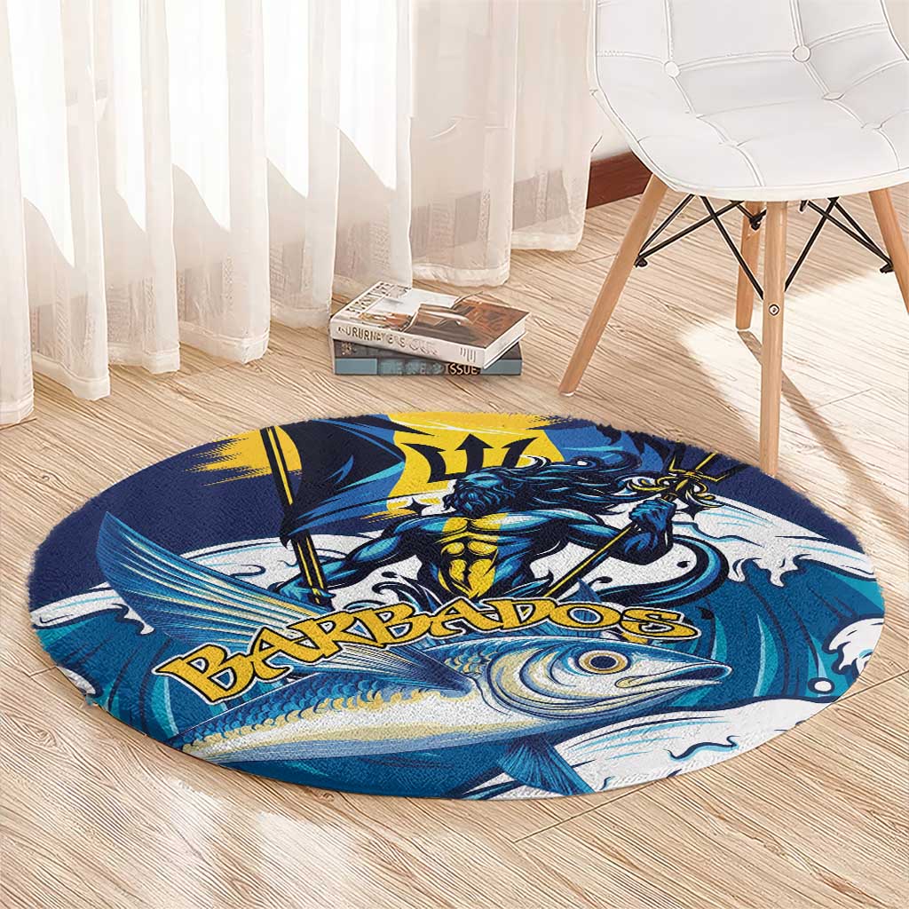 Barbados God Of The Sea Round Carpet Bajan Flying Fish Special Version