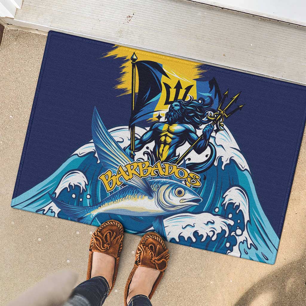 Barbados God Of The Sea Rubber Doormat Bajan Flying Fish Special Version - Wonder Print Shop