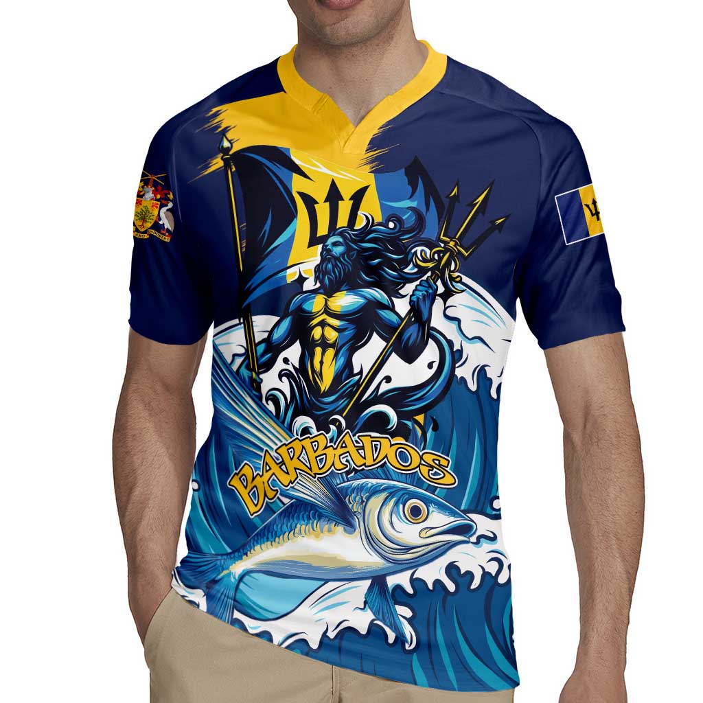 Personalized Barbados God Of The Sea Rugby Jersey Bajan Flying Fish Special Version - Wonder Print Shop