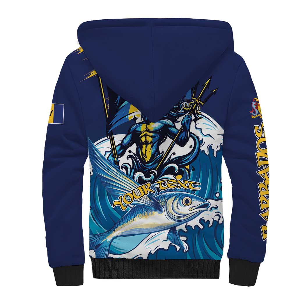 Personalized Barbados God Of The Sea Sherpa Hoodie Bajan Flying Fish Special Version - Wonder Print Shop
