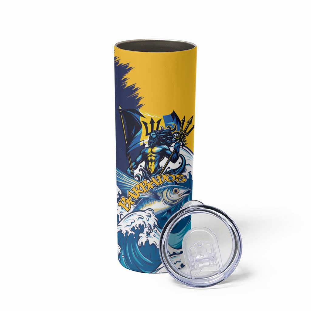 Personalized Barbados God Of The Sea Skinny Tumbler Bajan Flying Fish Special Version - Wonder Print Shop