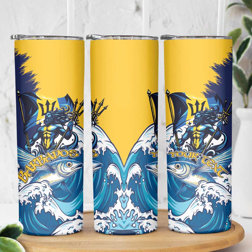 Personalized Barbados God Of The Sea Skinny Tumbler Bajan Flying Fish Special Version - Wonder Print Shop
