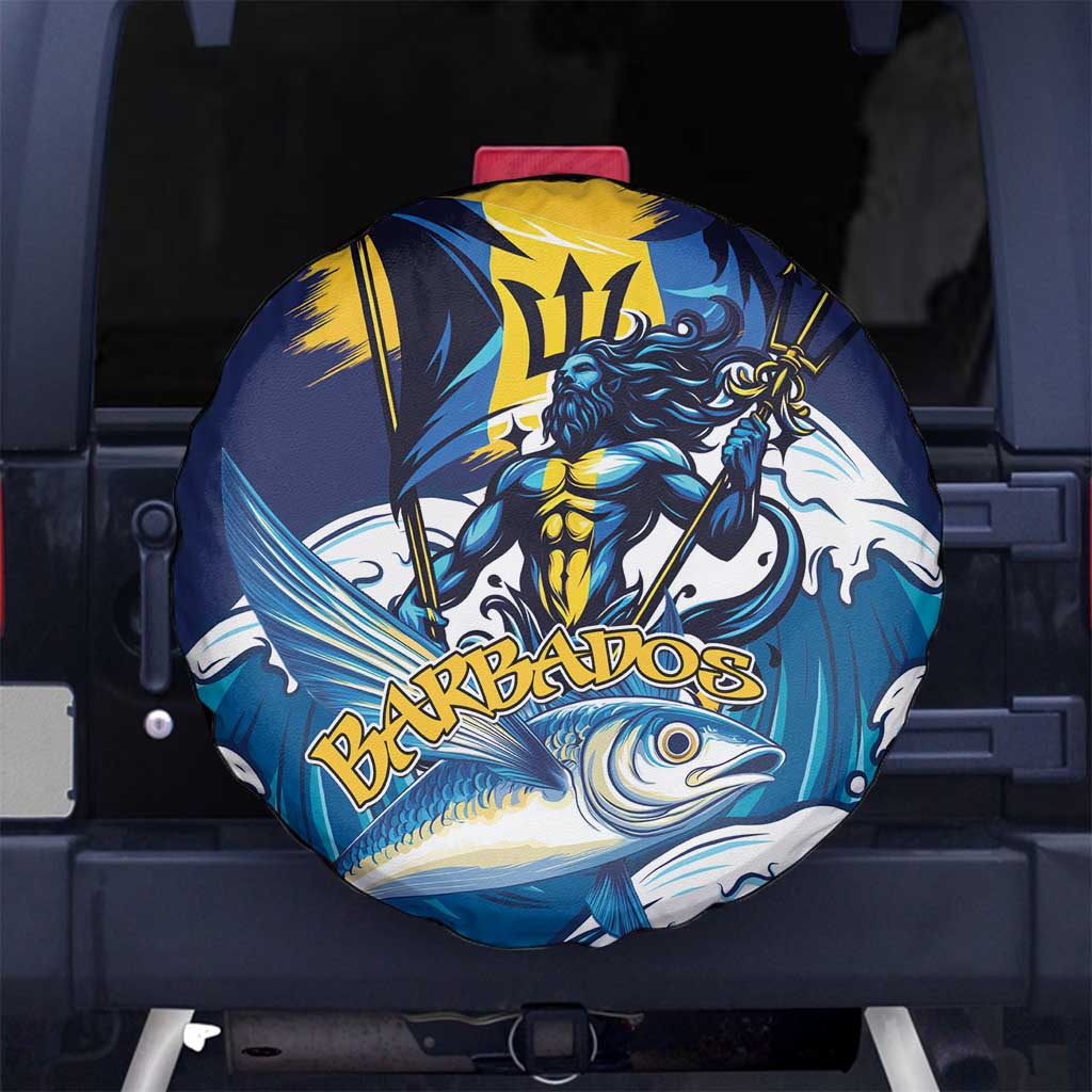 Barbados God Of The Sea Spare Tire Cover Bajan Flying Fish Special Version - Wonder Print Shop