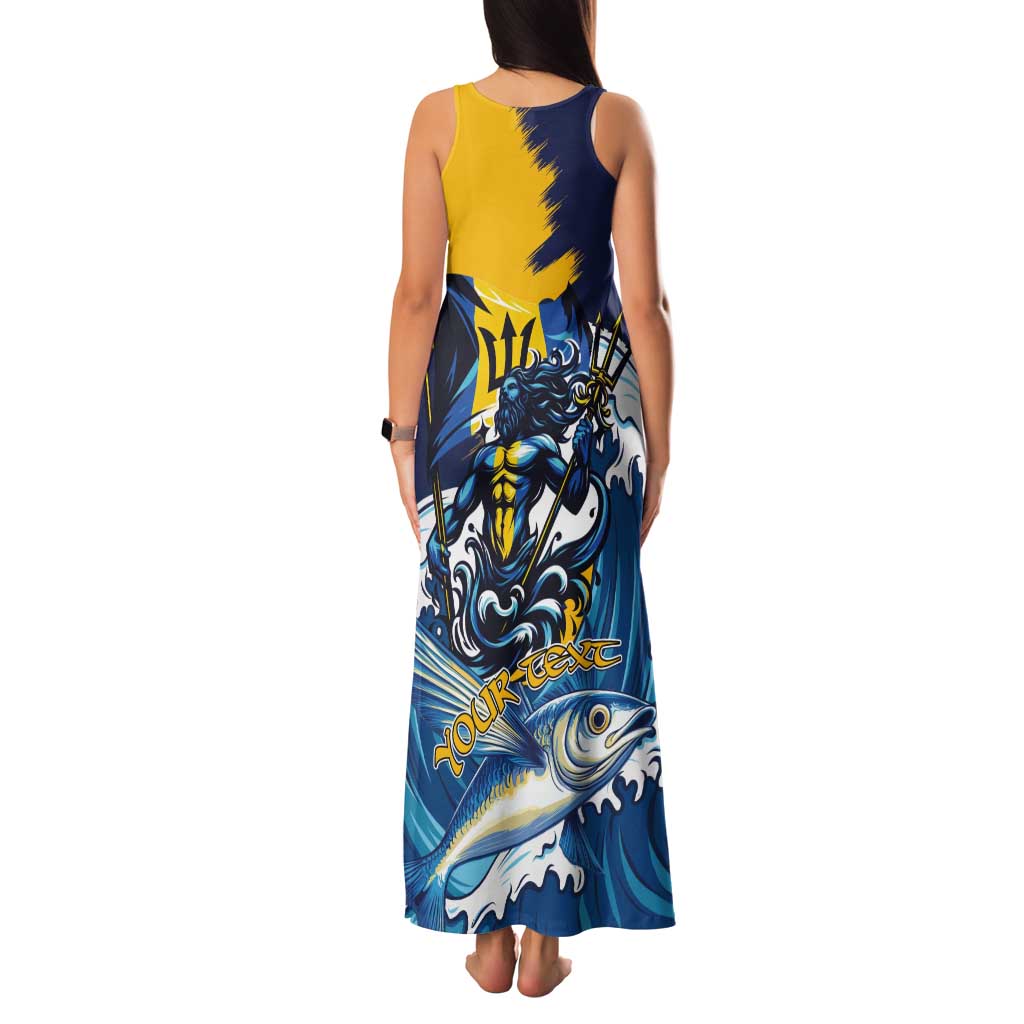 Personalized Barbados God Of The Sea Tank Maxi Dress Bajan Flying Fish Special Version - Wonder Print Shop