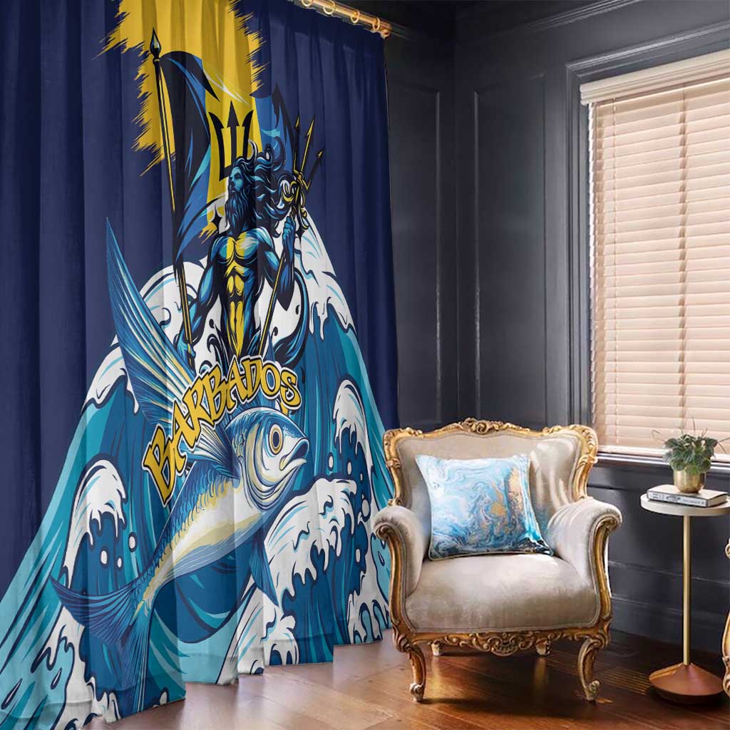 Barbados God Of The Sea Window Curtain Bajan Flying Fish Special Version - Wonder Print Shop