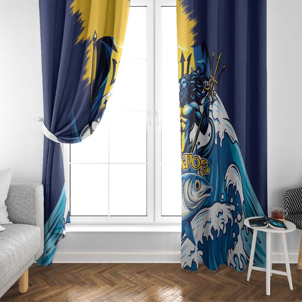 Barbados God Of The Sea Window Curtain Bajan Flying Fish Special Version - Wonder Print Shop