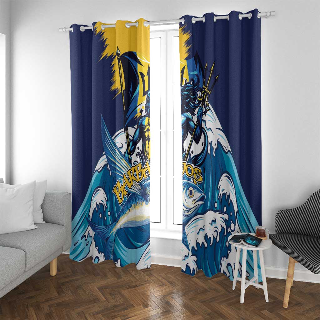 Barbados God Of The Sea Window Curtain Bajan Flying Fish Special Version - Wonder Print Shop