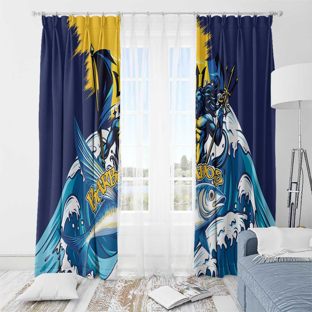 Barbados God Of The Sea Window Curtain Bajan Flying Fish Special Version - Wonder Print Shop
