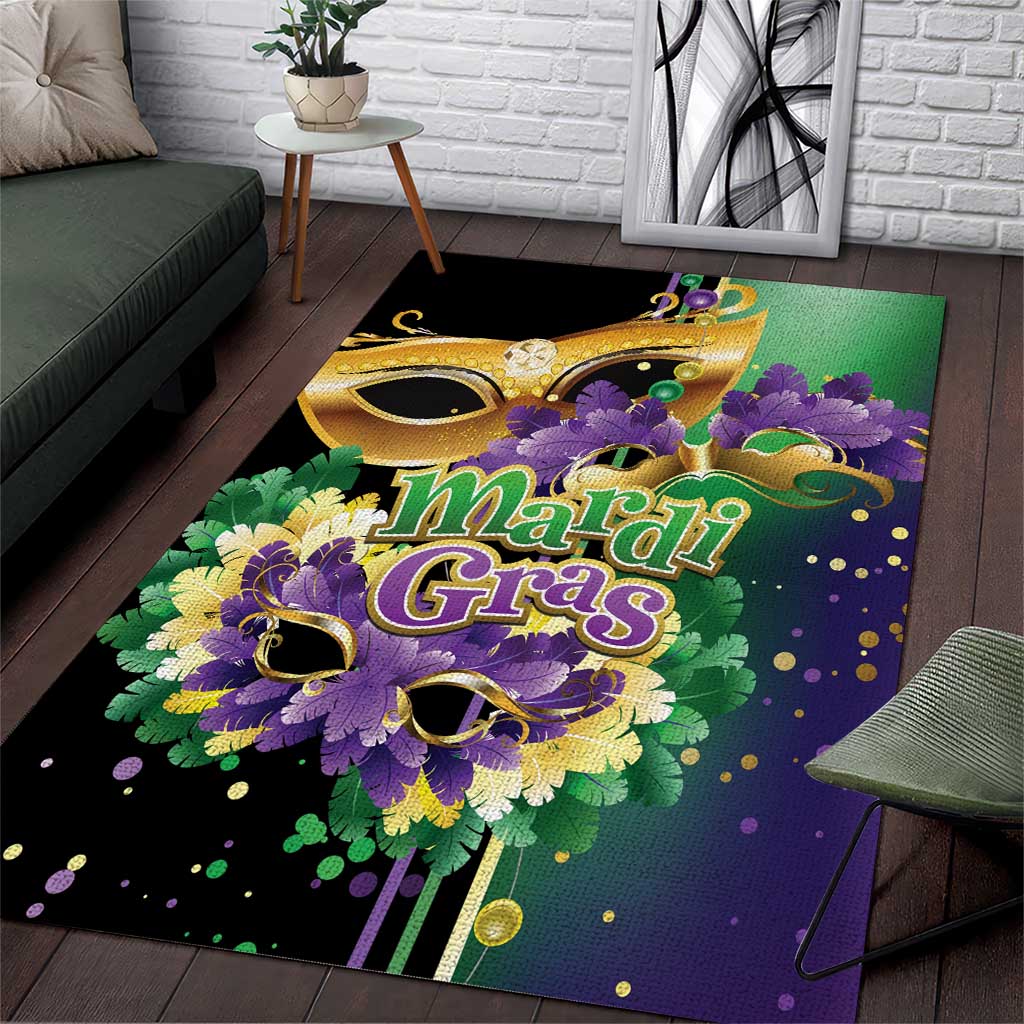 Personalized Mardi Gras Area Rug Carnival Feathers Masks