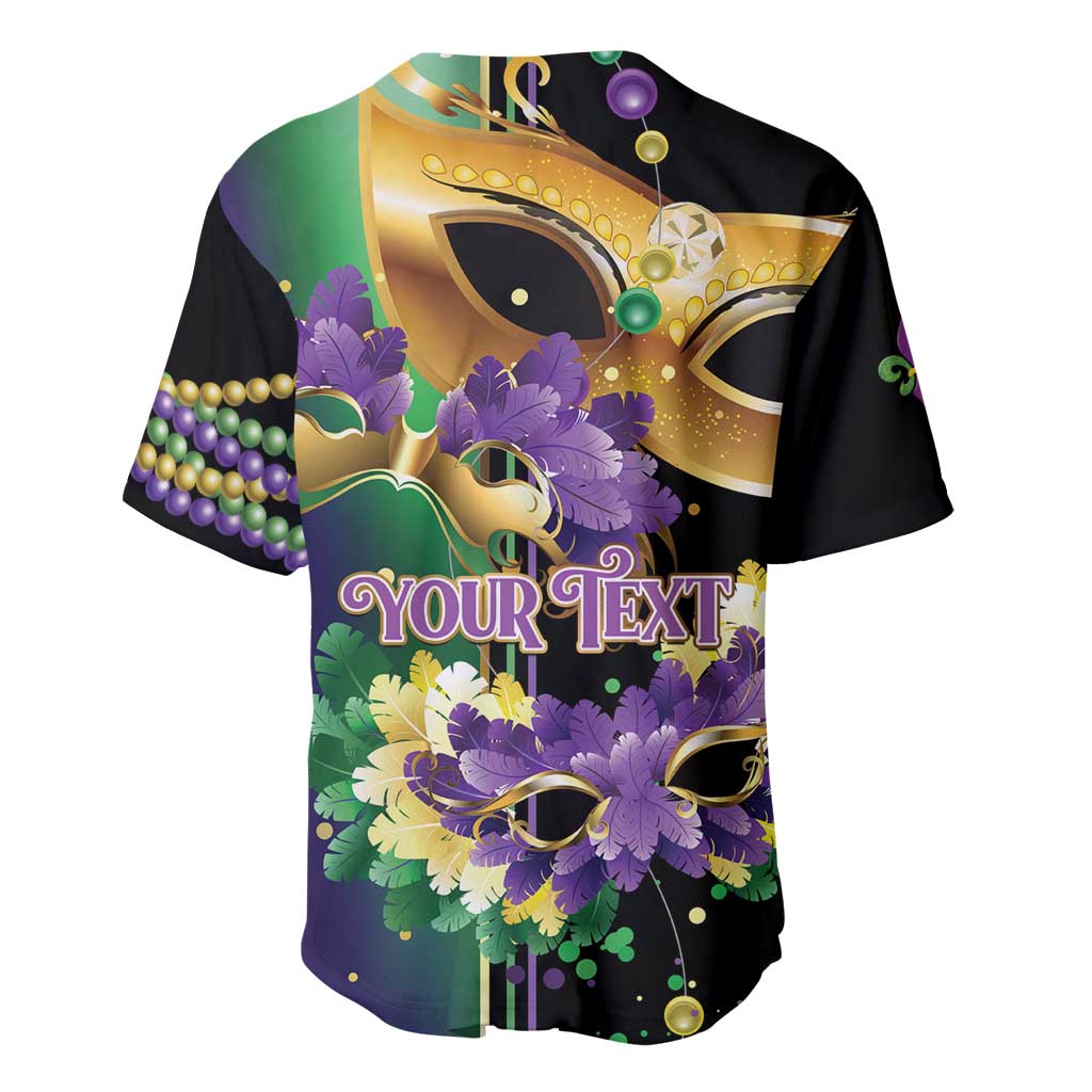 Personalized Mardi Gras Baseball Jersey Carnival Feathers Masks