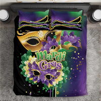 Personalized Mardi Gras Bedding Set Carnival Feathers Masks