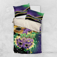 Personalized Mardi Gras Bedding Set Carnival Feathers Masks