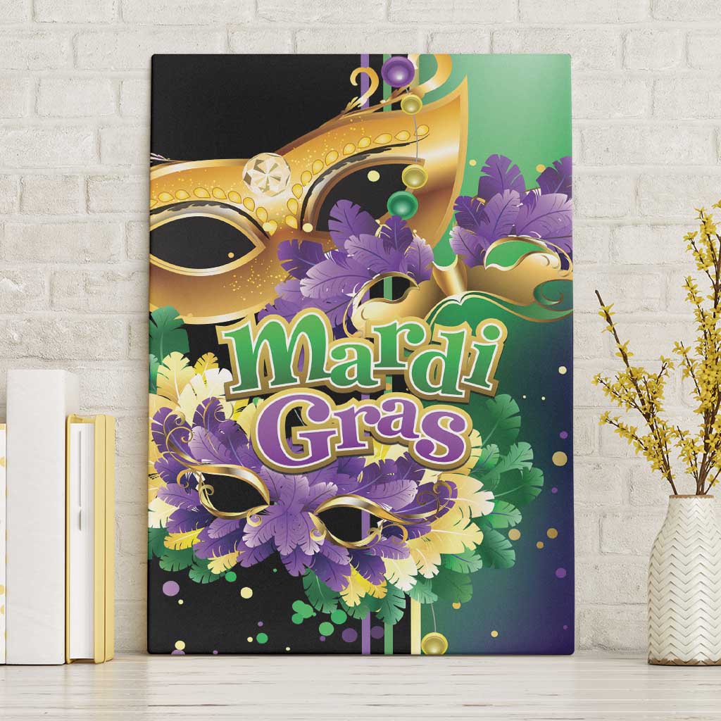 Personalized Mardi Gras Canvas Wall Art Carnival Feathers Masks