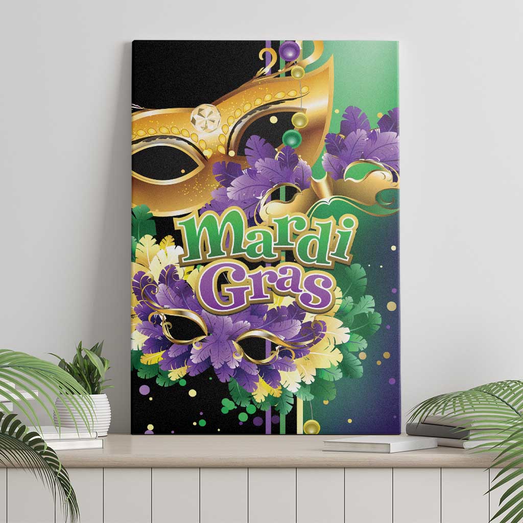 Personalized Mardi Gras Canvas Wall Art Carnival Feathers Masks