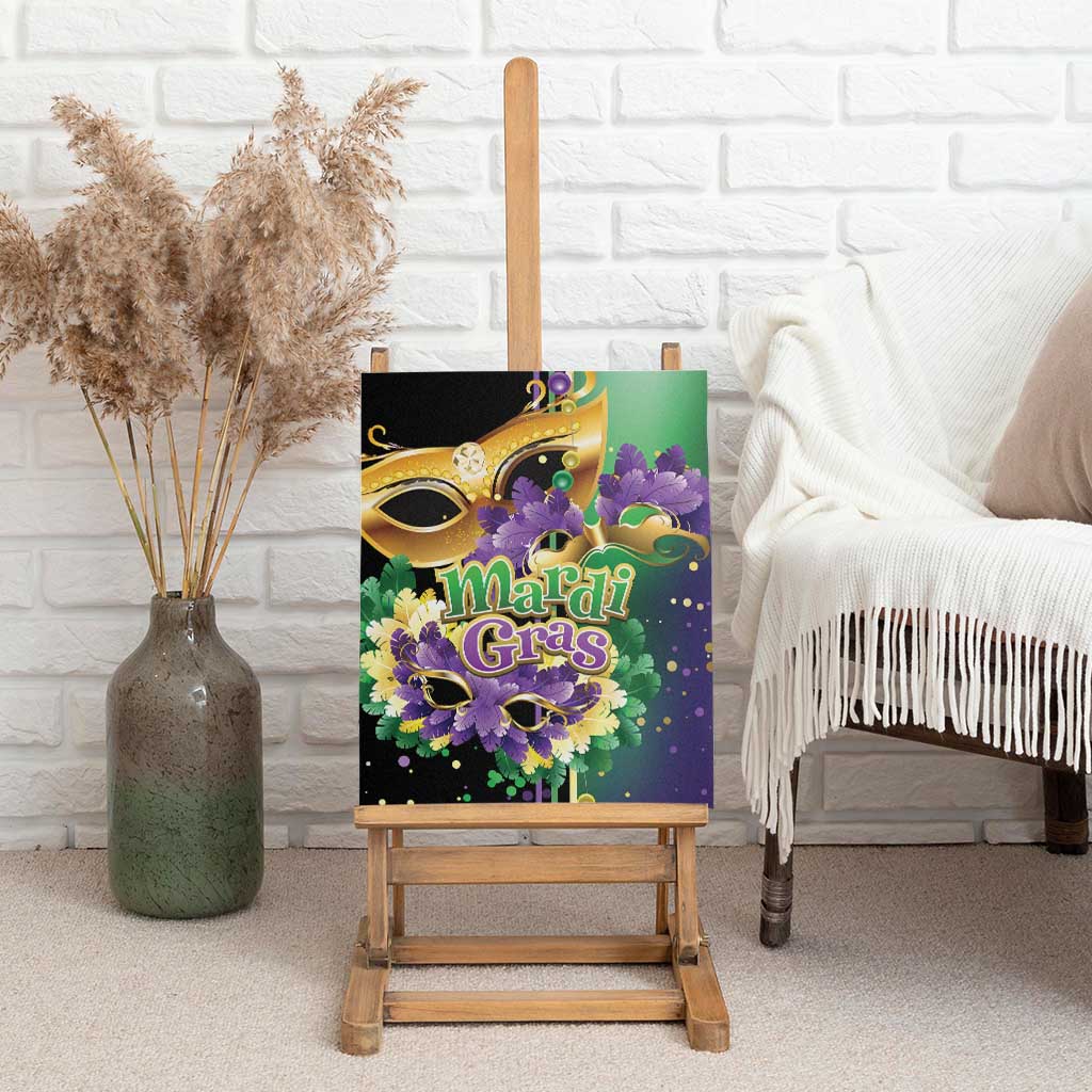 Personalized Mardi Gras Canvas Wall Art Carnival Feathers Masks