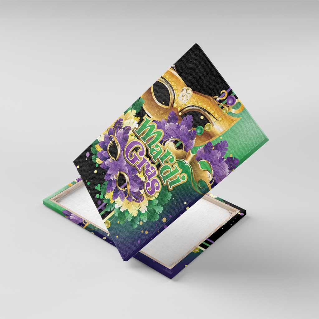 Personalized Mardi Gras Canvas Wall Art Carnival Feathers Masks