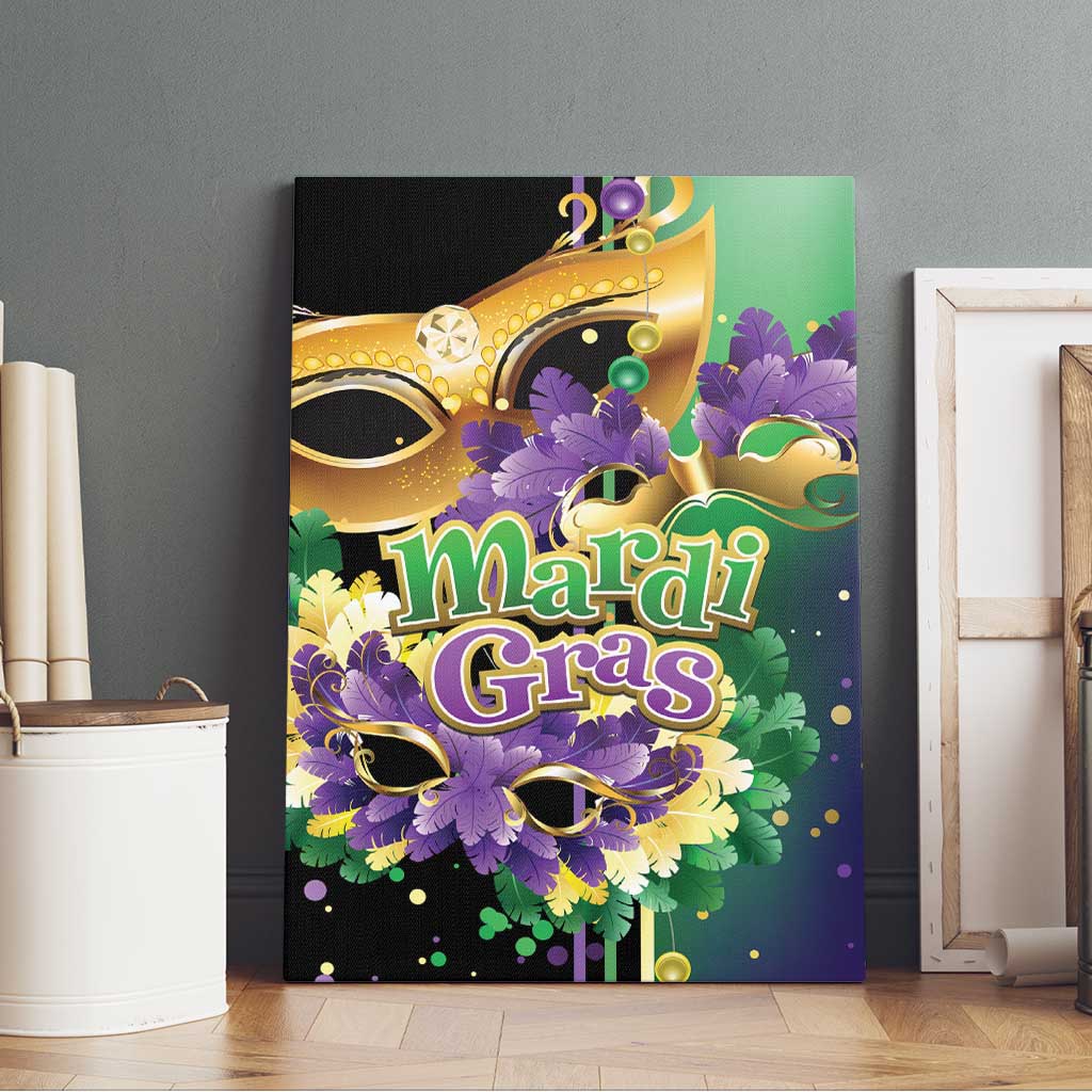 Personalized Mardi Gras Canvas Wall Art Carnival Feathers Masks