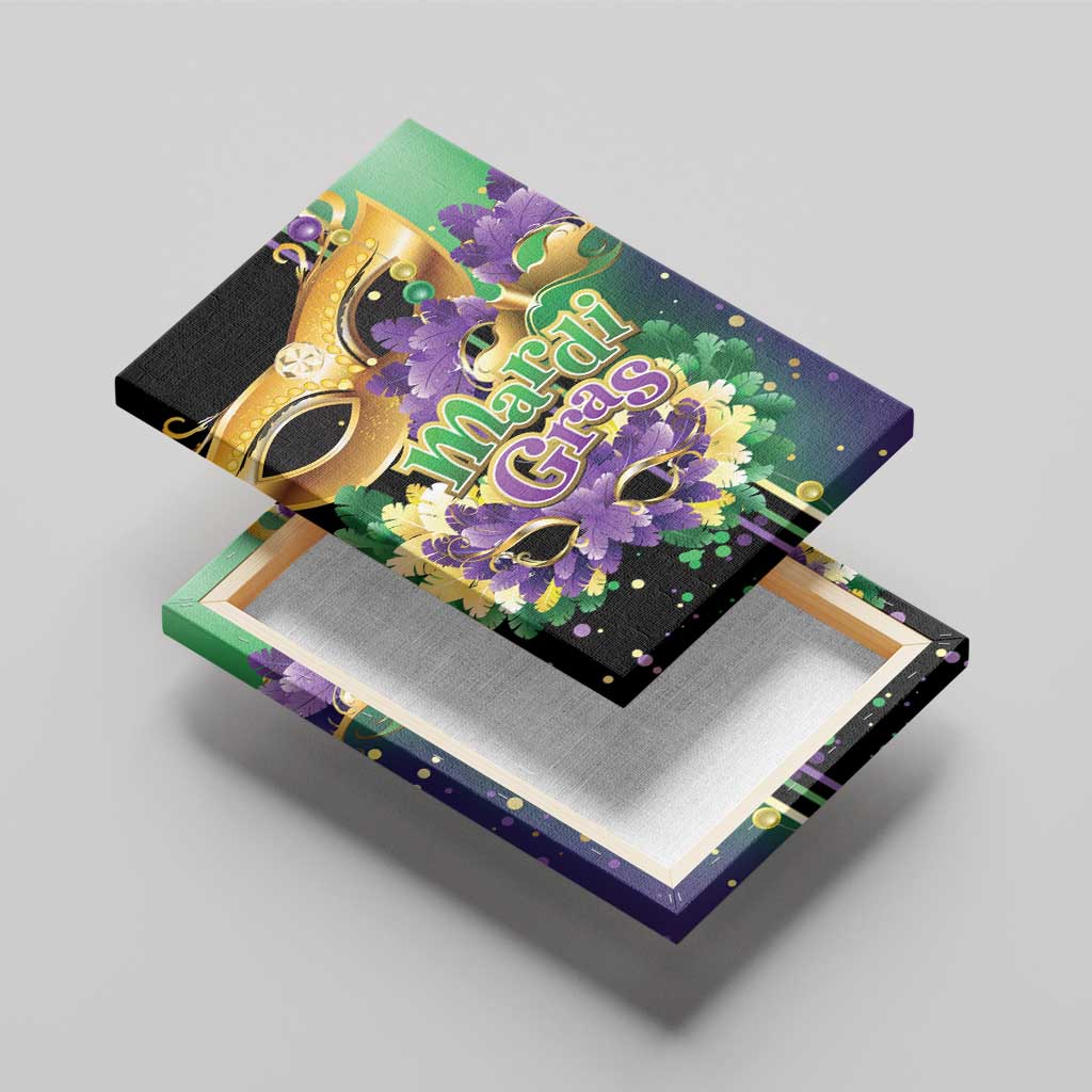 Personalized Mardi Gras Canvas Wall Art Carnival Feathers Masks