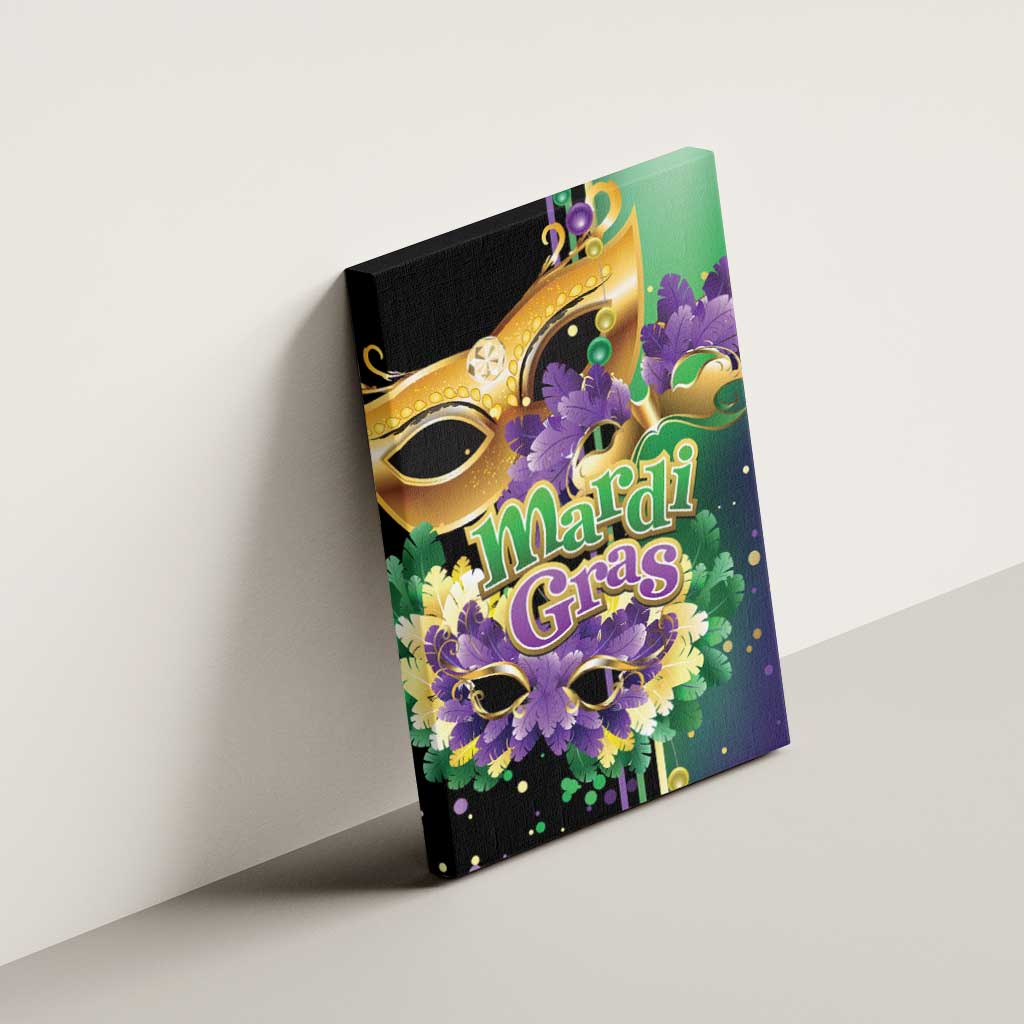 Personalized Mardi Gras Canvas Wall Art Carnival Feathers Masks