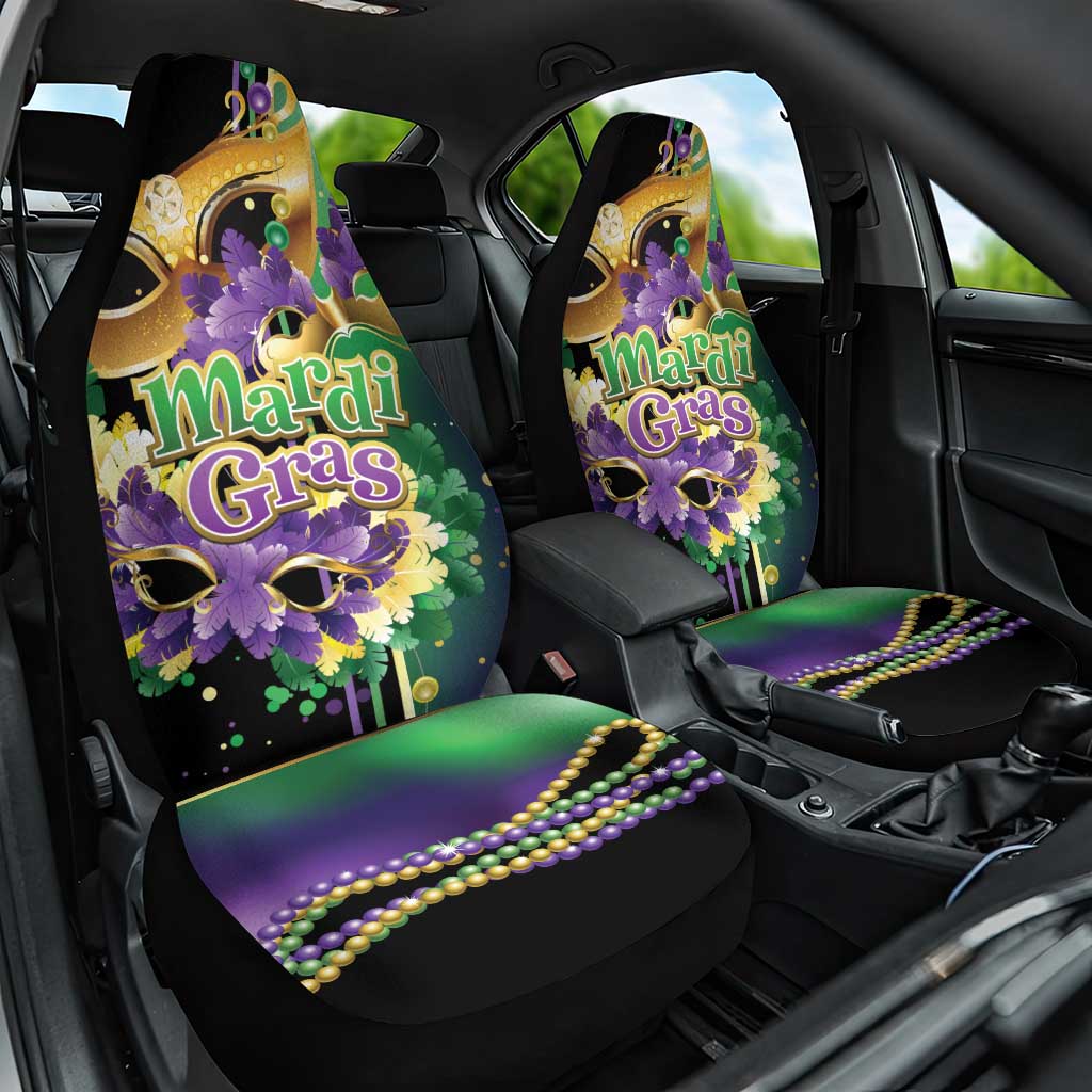 Personalized Mardi Gras Car Seat Cover Carnival Feathers Masks