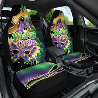 Personalized Mardi Gras Car Seat Cover Carnival Feathers Masks