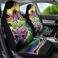 Personalized Mardi Gras Car Seat Cover Carnival Feathers Masks