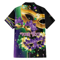 Personalized Mardi Gras Family Matching Short Sleeve Bodycon Dress and Hawaiian Shirt Carnival Feathers Masks
