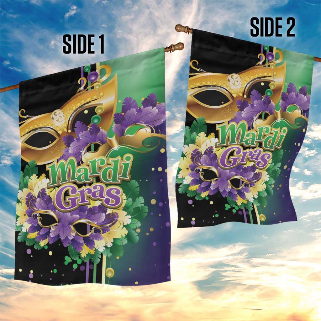 Personalized Mardi Gras Garden Flag Carnival Feathers Masks