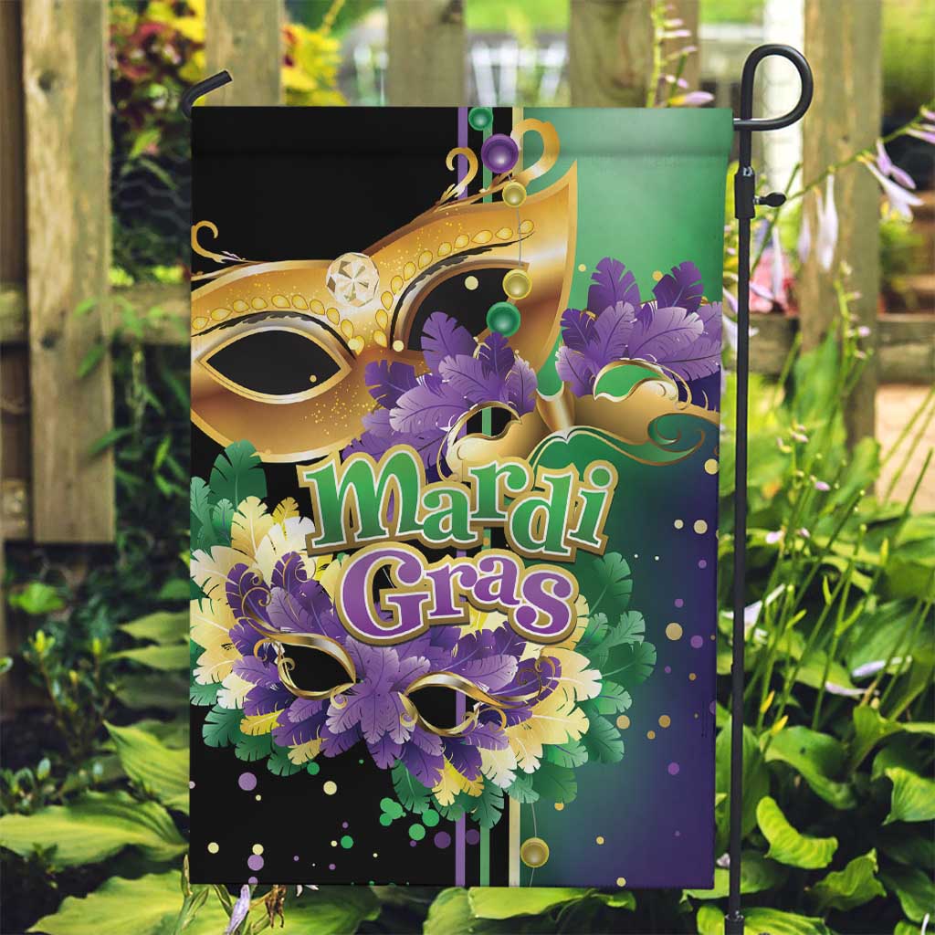 Personalized Mardi Gras Garden Flag Carnival Feathers Masks