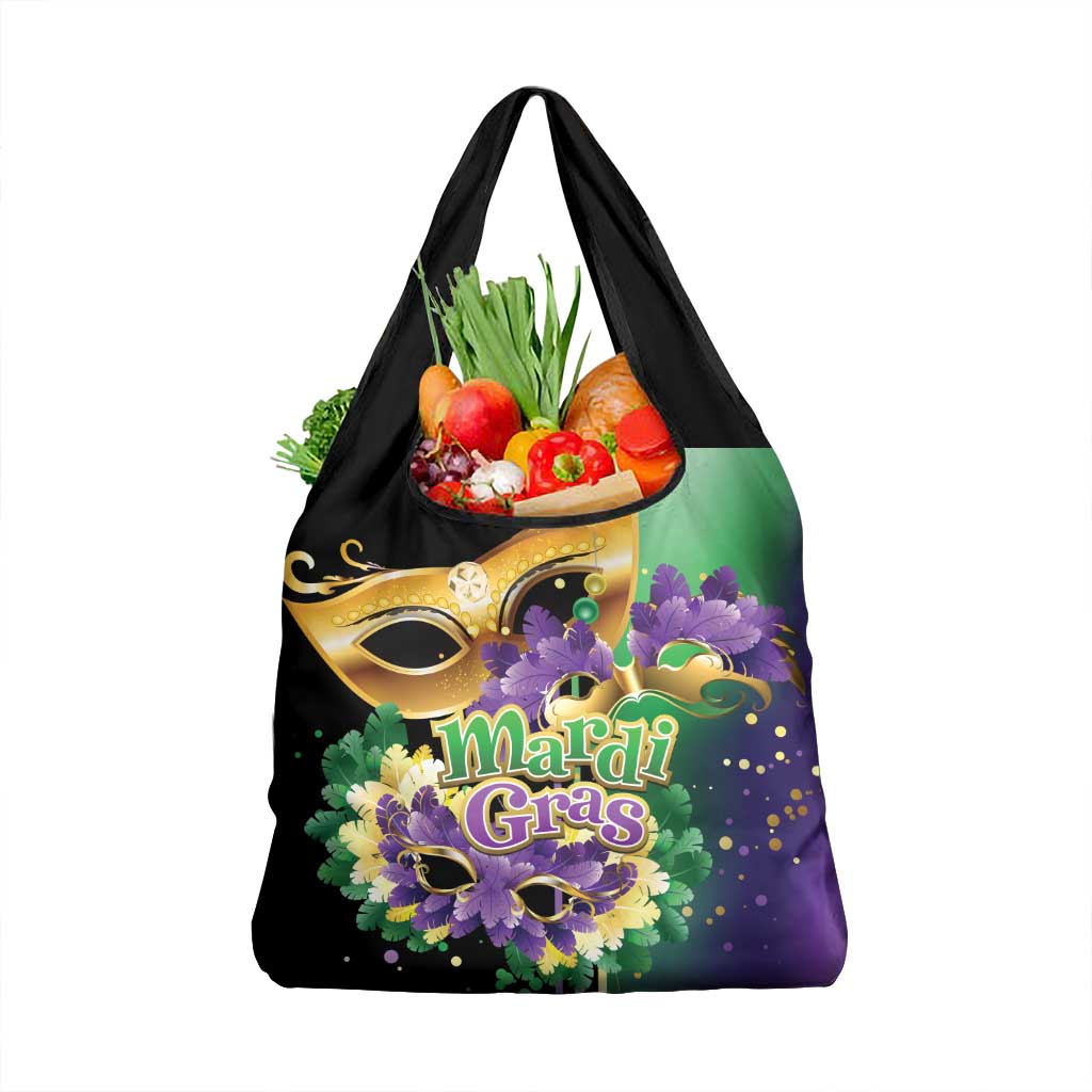 Mardi Gras Grocery Bag Carnival Feathers Masks
