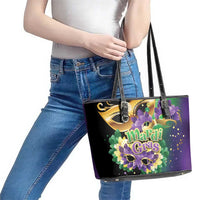 Personalized Mardi Gras Leather Tote Bag Carnival Feathers Masks