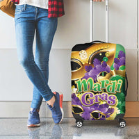 Personalized Mardi Gras Luggage Cover Carnival Feathers Masks