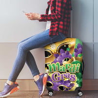 Personalized Mardi Gras Luggage Cover Carnival Feathers Masks