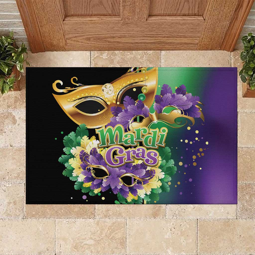 Mardi Gras Rubber Doormat Carnival Feathers Masks - Wonder Print Shop