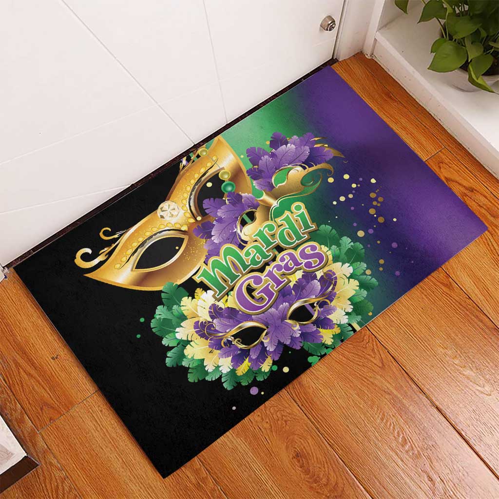 Mardi Gras Rubber Doormat Carnival Feathers Masks - Wonder Print Shop