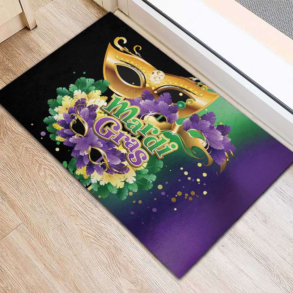 Mardi Gras Rubber Doormat Carnival Feathers Masks - Wonder Print Shop