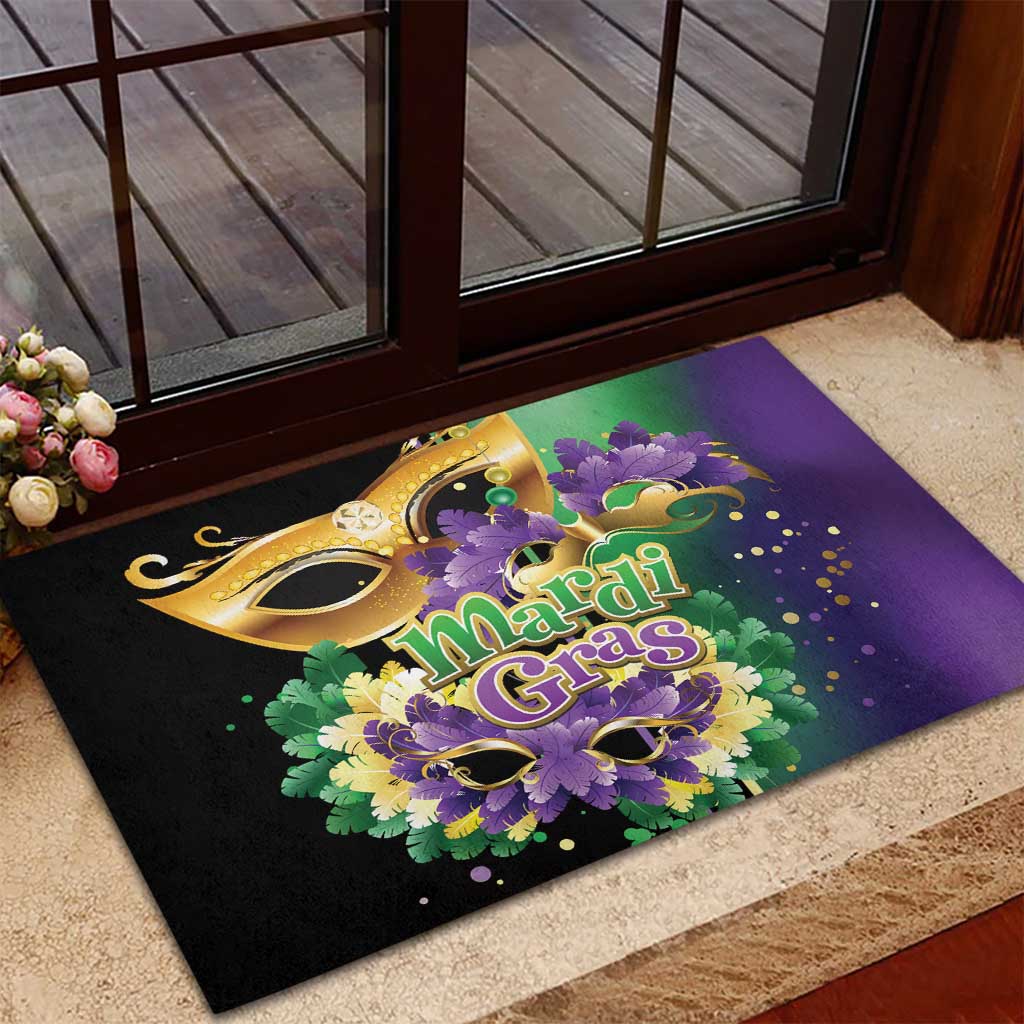 Mardi Gras Rubber Doormat Carnival Feathers Masks - Wonder Print Shop