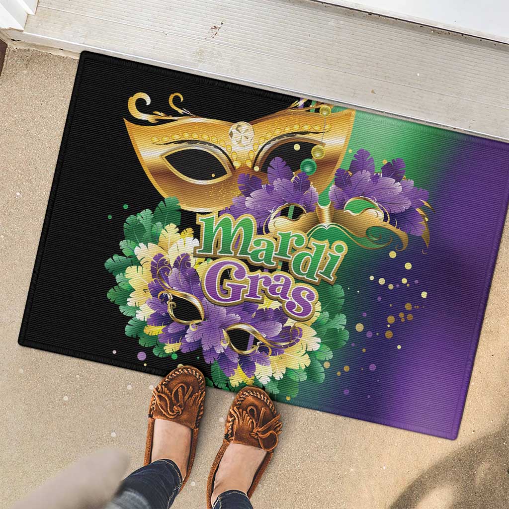Mardi Gras Rubber Doormat Carnival Feathers Masks - Wonder Print Shop