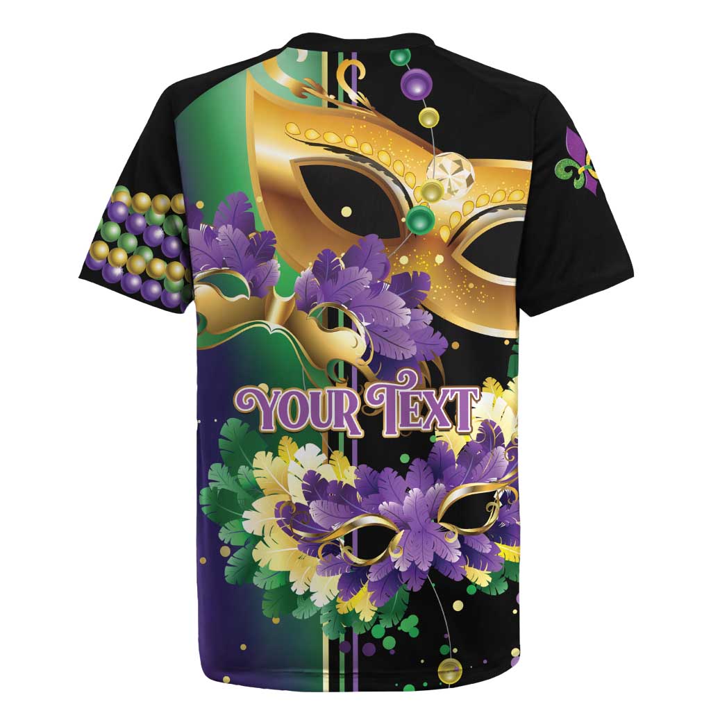 Personalized Mardi Gras Rugby Jersey Carnival Feathers Masks - Wonder Print Shop