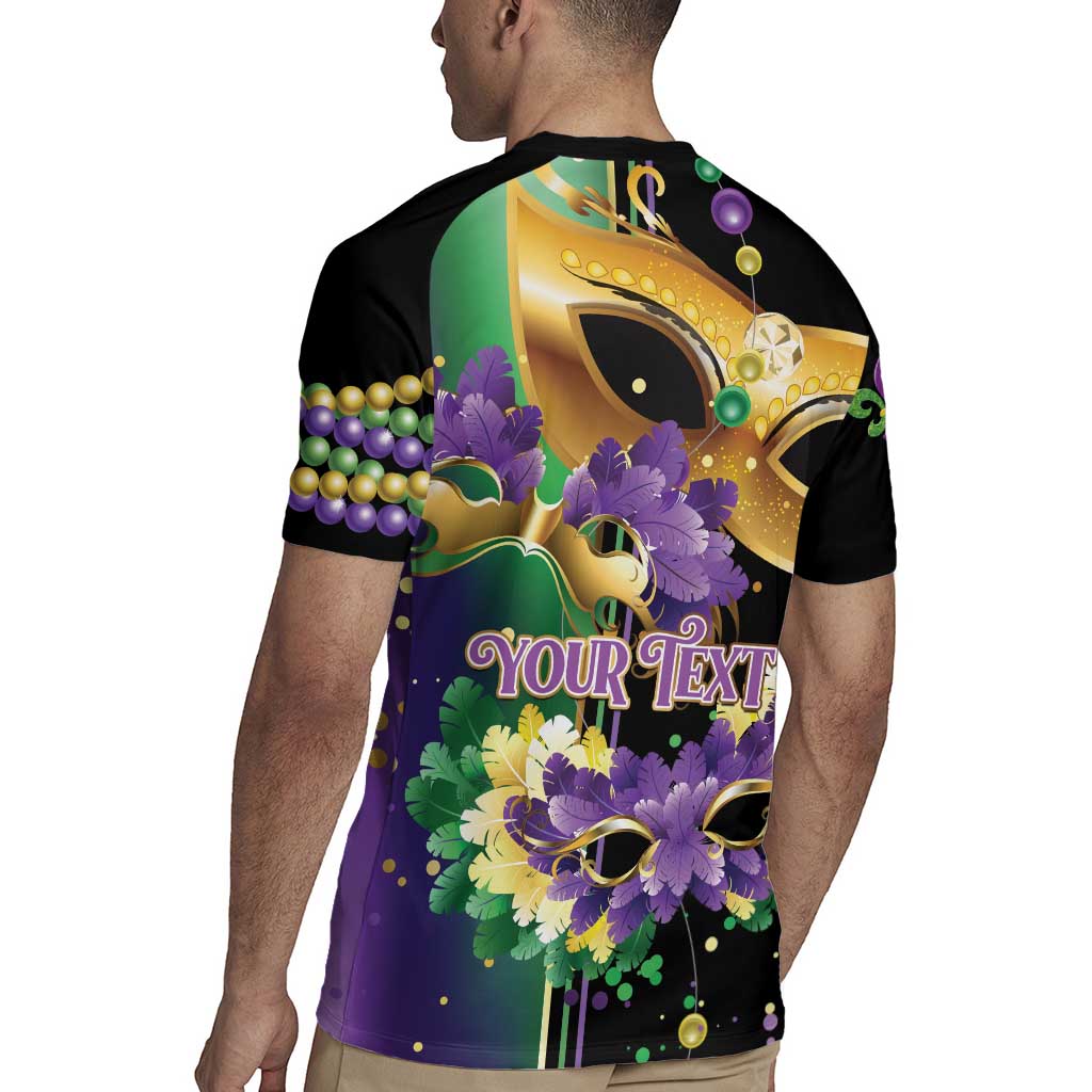 Personalized Mardi Gras Rugby Jersey Carnival Feathers Masks - Wonder Print Shop