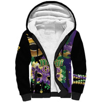 Personalized Mardi Gras Sherpa Hoodie Carnival Feathers Masks - Wonder Print Shop