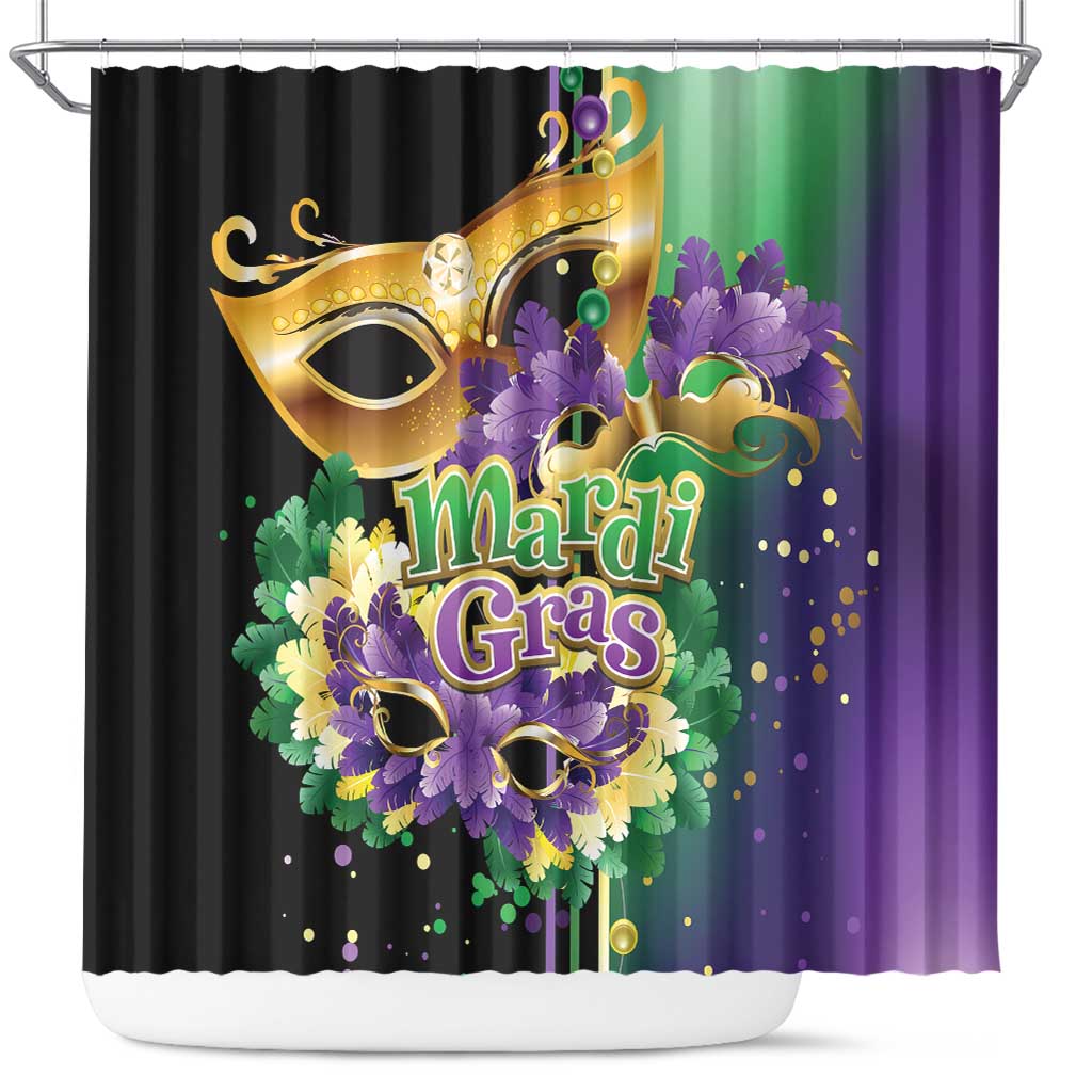 Mardi Gras Shower Curtain Carnival Feathers Masks - Wonder Print Shop