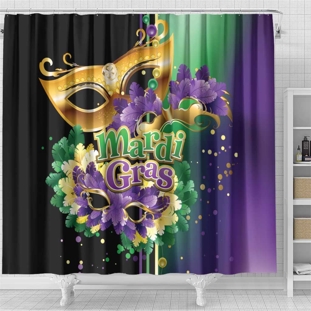 Mardi Gras Shower Curtain Carnival Feathers Masks - Wonder Print Shop