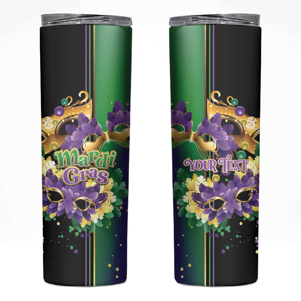 Personalized Mardi Gras Skinny Tumbler Carnival Feathers Masks - Wonder Print Shop