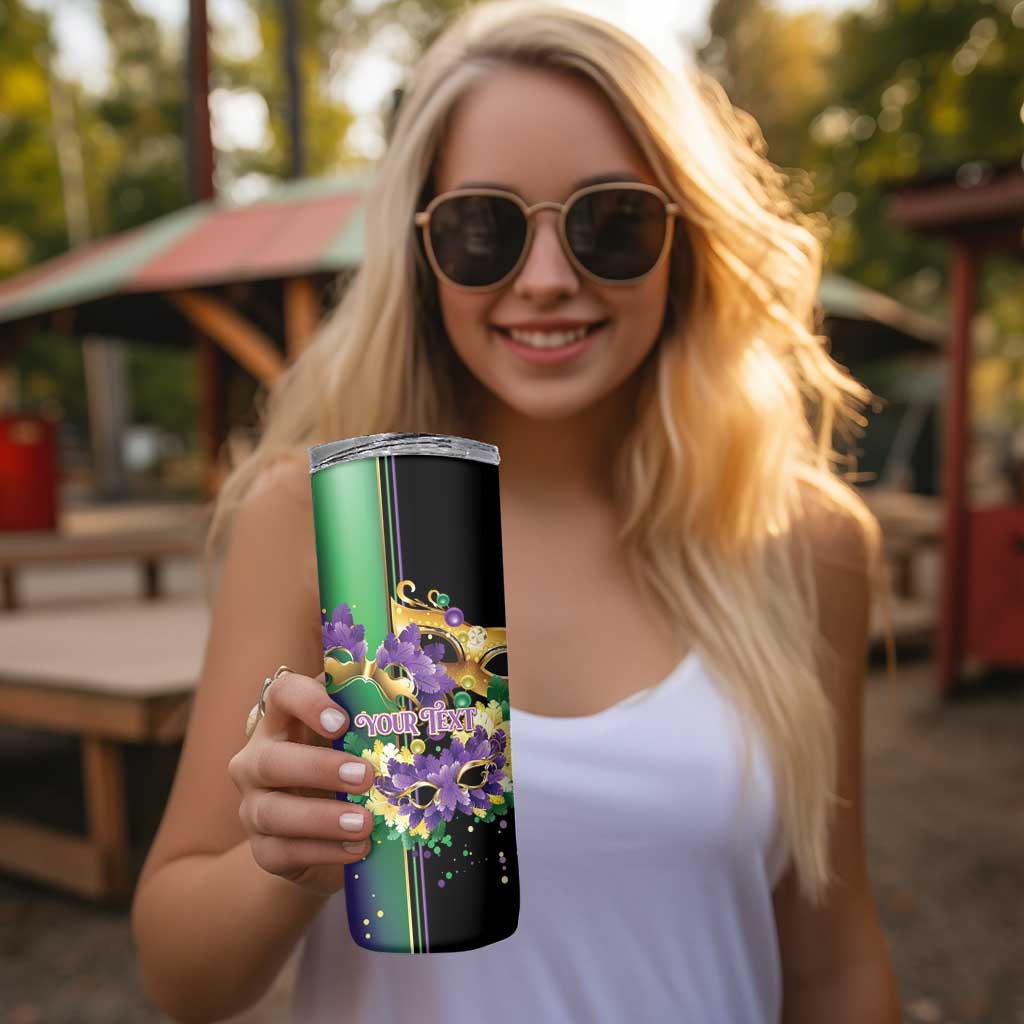 Personalized Mardi Gras Skinny Tumbler Carnival Feathers Masks - Wonder Print Shop