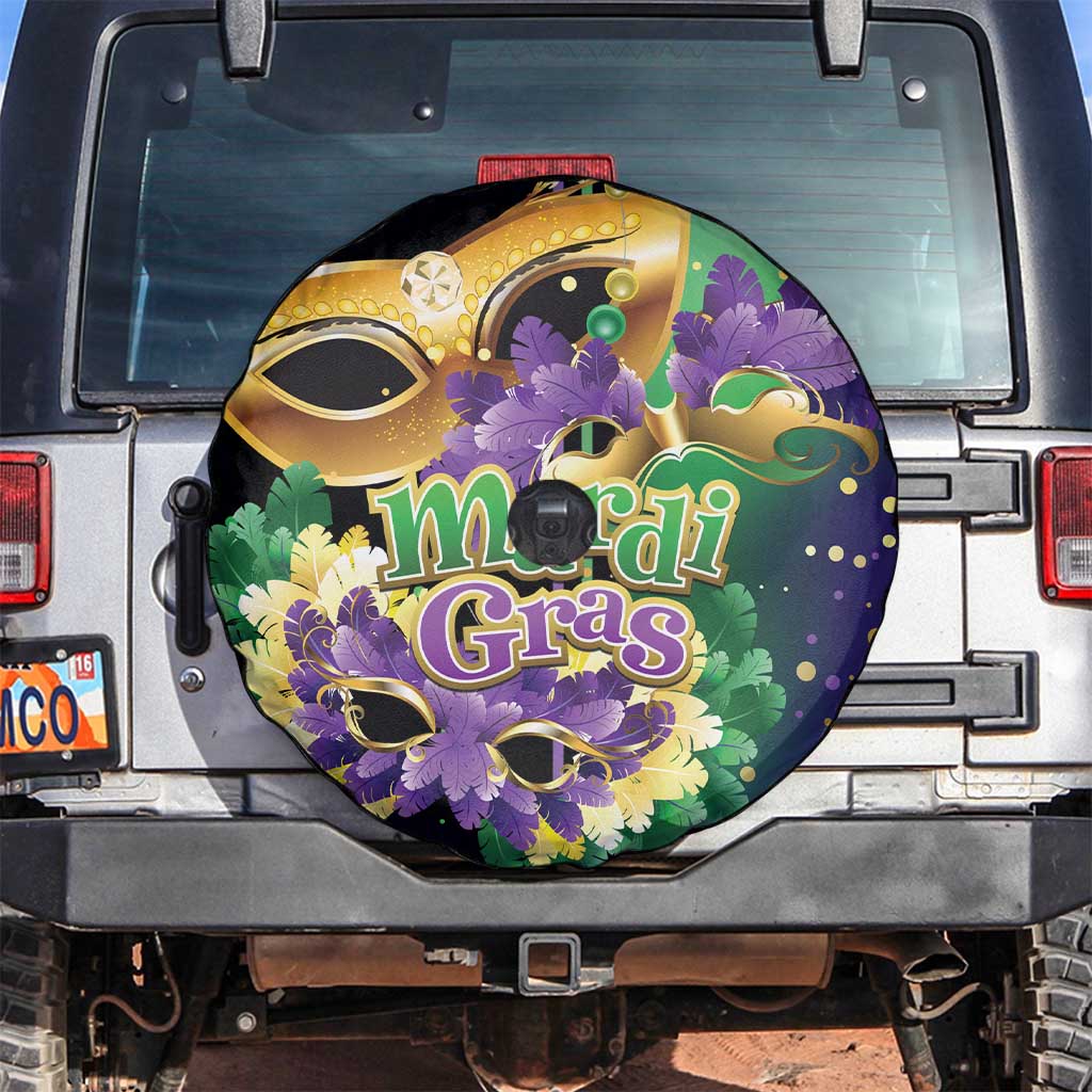 Mardi Gras Spare Tire Cover Carnival Feathers Masks - Wonder Print Shop