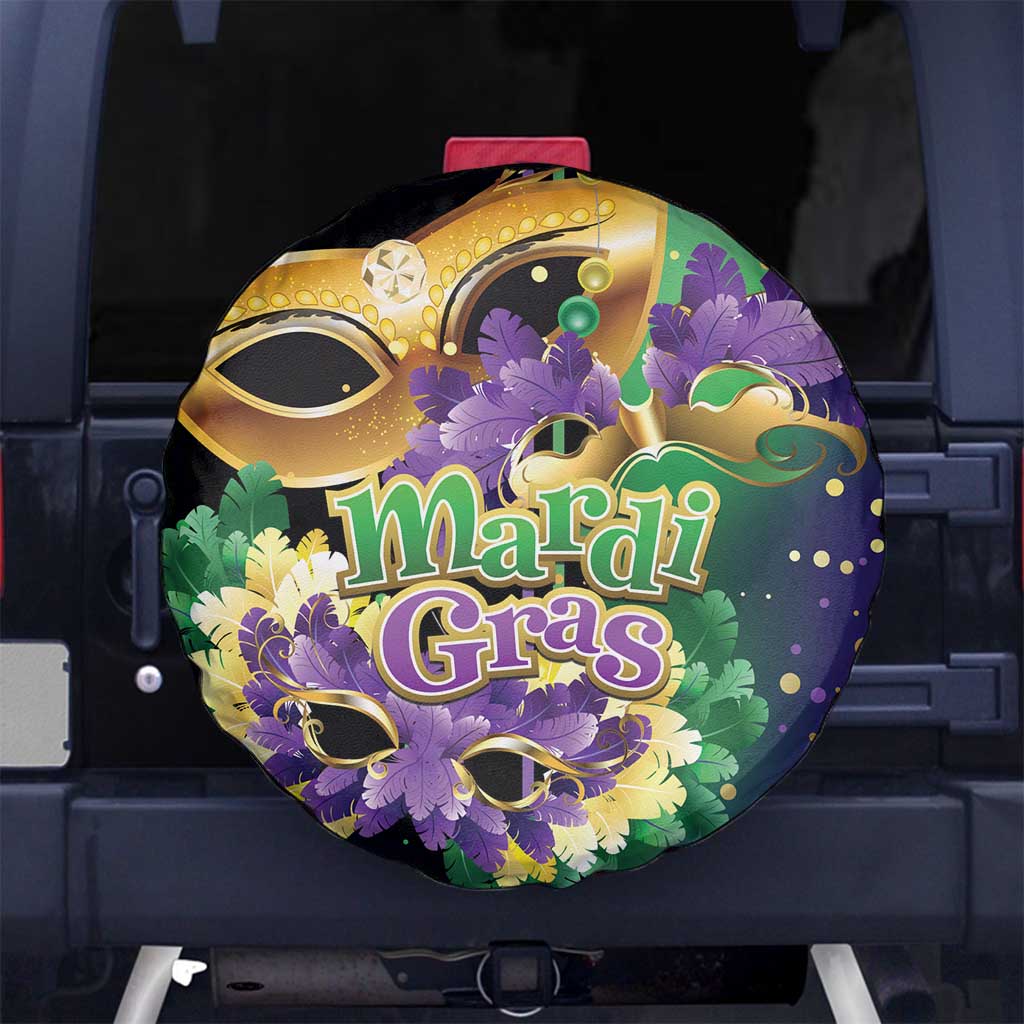 Mardi Gras Spare Tire Cover Carnival Feathers Masks - Wonder Print Shop
