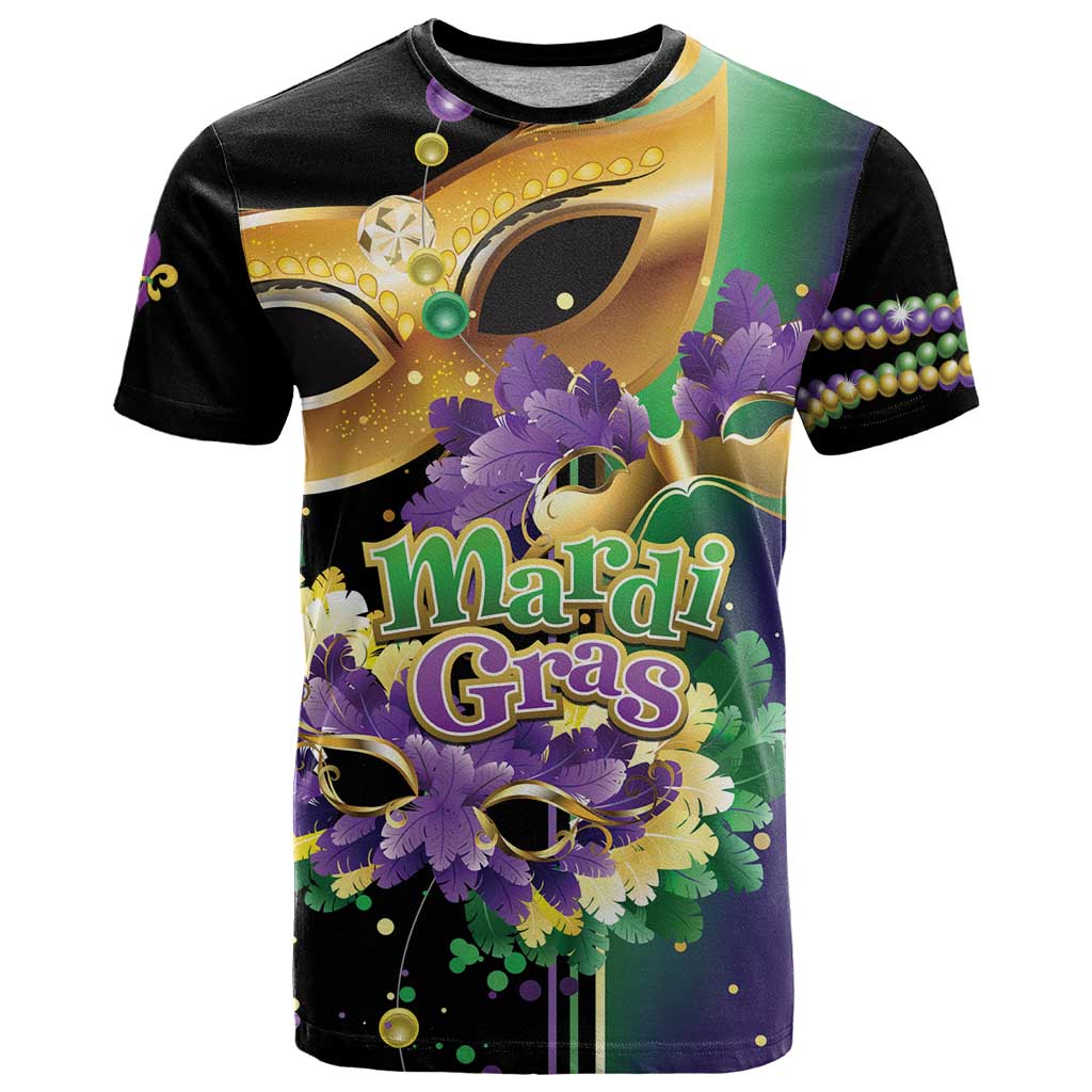 Personalized Mardi Gras T Shirt Carnival Feathers Masks - Wonder Print Shop